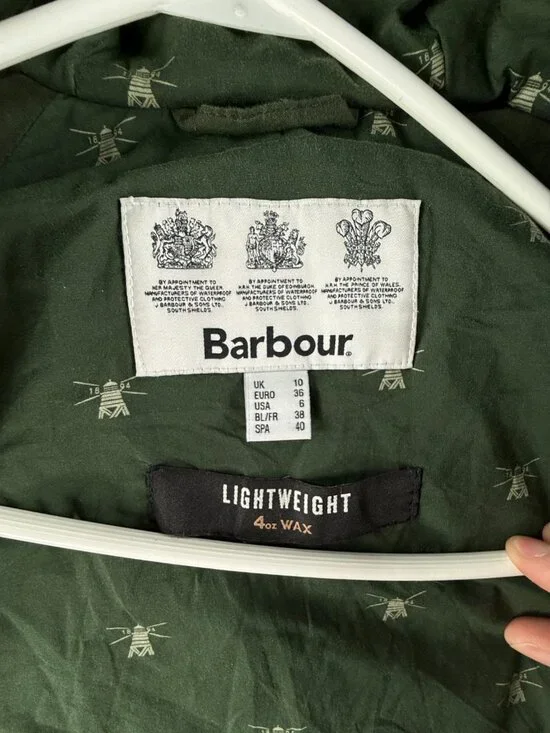 Barbour Updrift Lightweight 4oz Wax Waxed Jacket Women Full Zip Green Hooded 6 - Picture 12 of 16